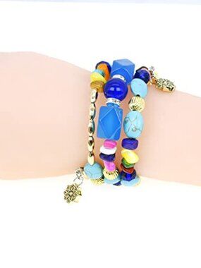 Boho Multilayer Irregular Agate Beads Charm Bracelets for Women Vintage Jade